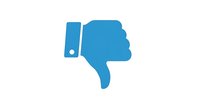 A digital blue thumbs-down icon signifying disapproval, rejection, and negative feedback, commonly used in user interfaces and social media platforms to express dissent or a poor rating