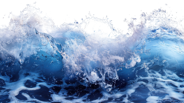 Sea water surfaces isolated on a white transparent background