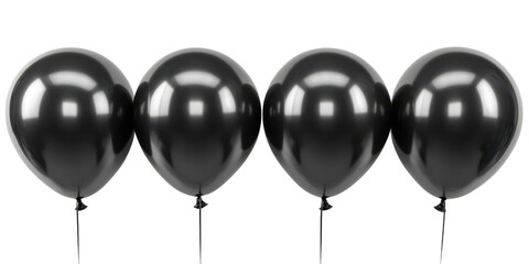 Set of black balloons isolated on a white transparent background
