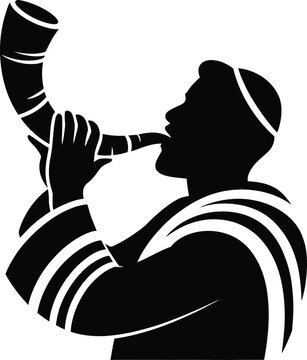 man blowing shofar silhouette clip art preview