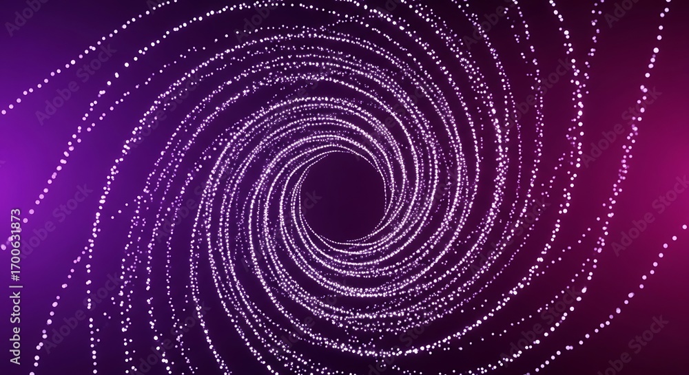 Aufkleber abstract spiral tunnel of glowing particles on a purple gradient background, creating a mesmerizing 