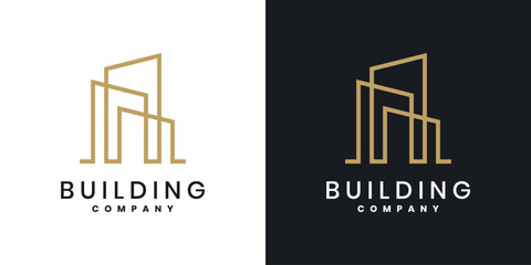 Construction company logo, minimalist abstract building design