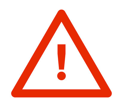 Red outline warning triangle PNG with transparent background, exclamation alert icon for interface and web usage