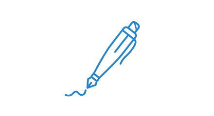 Blue pen drawing vector illustration for writing and signing documents icon art
