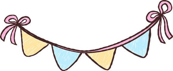 Hand Drawn Colorful Party Flag Birthday