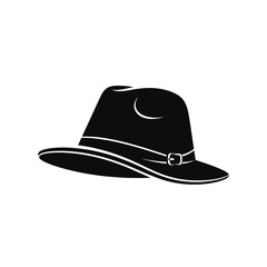 Fedora hat silhouette isolated on white background