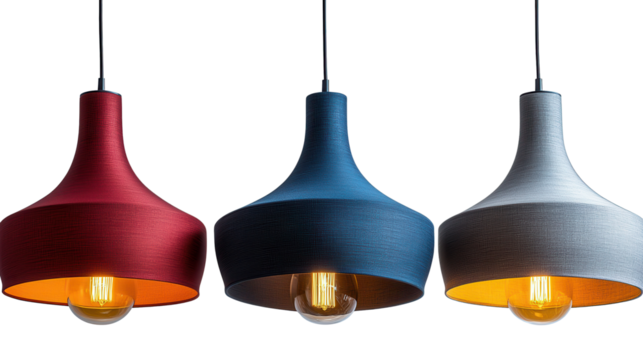 Set of pendant ceiling lamp shades isolated on a white transparent background - Powered by Adobe