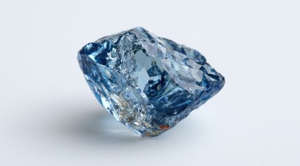 Rough, light-blue gemstone,faceted