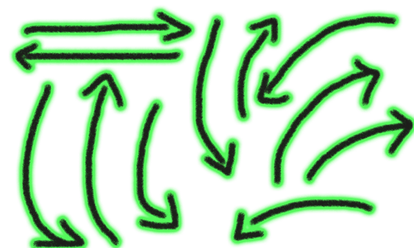 Green Hand-Drawn Arrow Set – Sketchy Doodle Arrows Clipart for Design