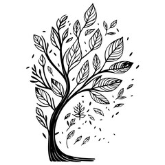 tree half spring autumn floral illustration sketch draw