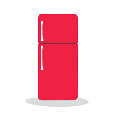 red refrigerator on white background