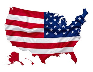 US map with flag draped design