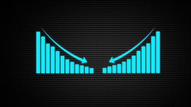 loss sign business graph. Animated of down business graph icon .business or finance concept statistical curve with a loss sign.