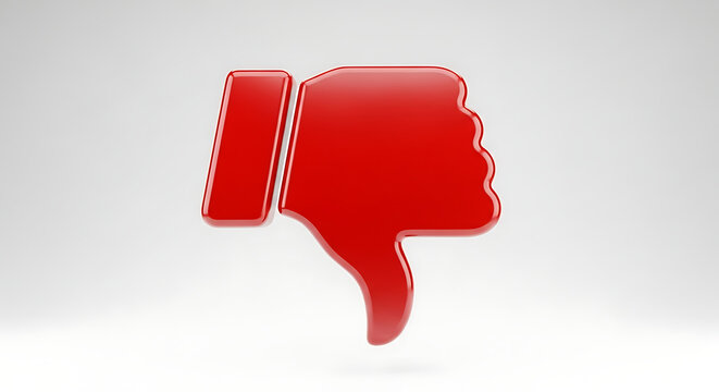 Red thumbs down icon graphic for social media dislike and negative feedback use
