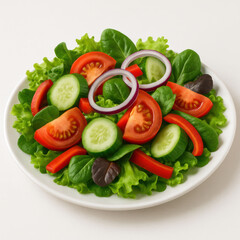 Fresh vegetable salad with lettuce tomato cucumber and onion