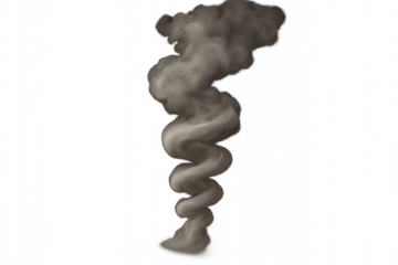Smoke plume: A visually striking plume of smoke rises elegantly, its grayscale swirls suggesting both the raw power and ethereal beauty of uncontrolled release, forming a captivating visual effect.