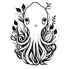 octopus flower illustration sketch hand draw