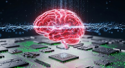 Abstract glowing brain circuits digital technology concept symbolizing artificial intelligence and neural networks