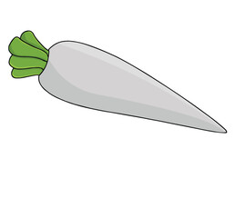 Cute cartoon hand drawn vector white radish clipart.