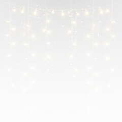 Carnival string of golden lights stretches across a bright stage. The festive garlands shimmer with colourful highlights.