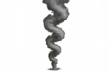 Smoke plume: A visually striking plume of smoke rises elegantly, its grayscale swirls suggesting both the raw power and ethereal beauty of uncontrolled release, forming a captivating visual effect.