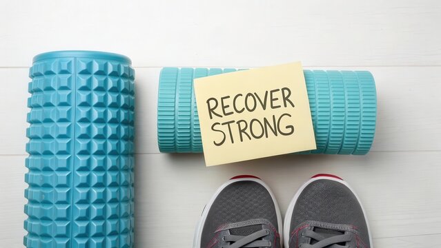 Fitness Recovery Tools with Foam Rollers and Note of Motivation