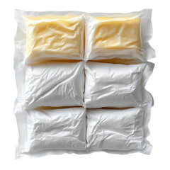 white plastic foil package isolated on white transparent background