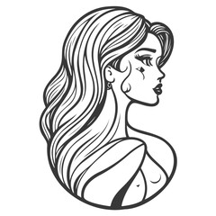 beauty girl illustration grey