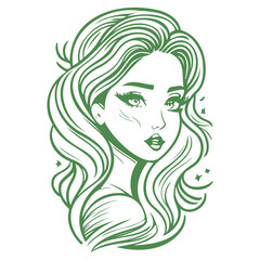 beauty girl illustration green