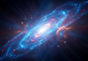 Obraz premium Vibrant spiral galaxy with glowing core and cosmic dust clouds in deep space