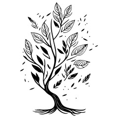 tree half spring autumn floral illustration sketch draw