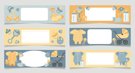 Collection of adorable baby clothes themed name label designs for personalization vector