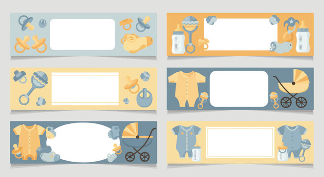 Collection of adorable baby clothes themed name label designs for personalization vector