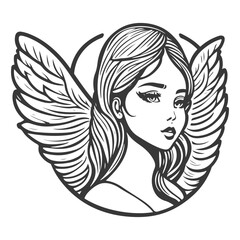 angel beauty girl illustration grey