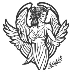 angel beauty girl illustration grey