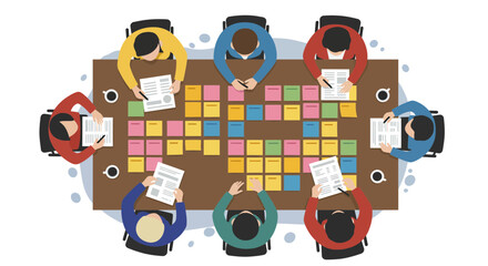 Team Meeting with Sticky Notes