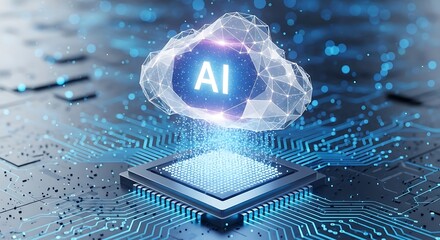 Artificial intelligence ai technology powering futuristic digital network and cloud data processing