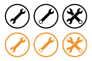 Wrench, Spanner Icon Set – Repair Tool, Combination, Vintage Vector for Apps and Web.