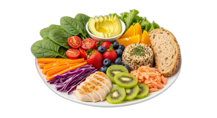 Colorful & Nutritious Plate of Fresh Food Avocado, Berries, Greens, and More for a Healthy Lifestyle