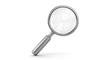 Magnifying glass search tool close up isolated on white background stock photo