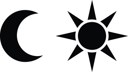 Celestial Harmony A Minimalist Depiction of the Moon's Gentle Crescent and the Sun's Radiant Starburst Embodying Cosmic Balance and Timeless Symbolism