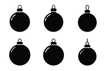 Christmas ornament ball vector icon set black color and white background