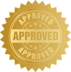 Approved stamp, seal. Vector badge, template. Illustration isolated on transparent background