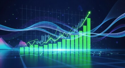 Financial Growth Chart Showing Upward Trend with Data Visualization Elements