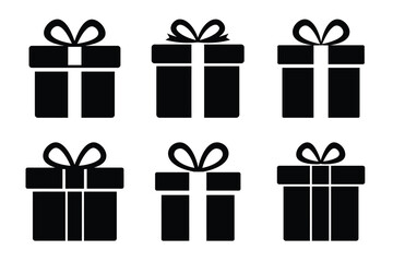 Gift box vector icon black color and white background