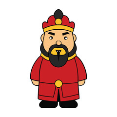 A vibrant depiction of the Chinese God of Wealth, holding gold ingots and symbols of prosperity, dressed in traditional robes, bringing fortune and abundance.
