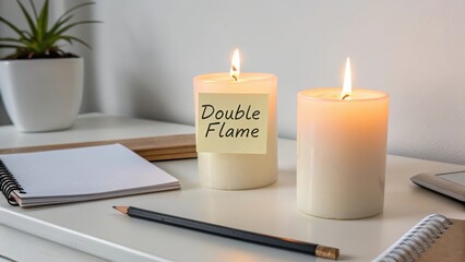 Dual Candle Display with Warm Glow and Cozy Desk Ambiance