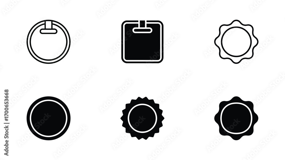 Poster vector art of collection of round badge icons, perfect for adding a touch of elegance and sophistica