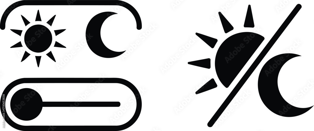 Aufkleber brightness settings symbols representing control over the display's light levels and adjustment opti