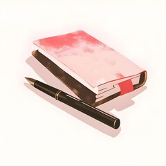 Pastel Notebook and Fountain Pen Illustration – Minimal Artistic Stationery
